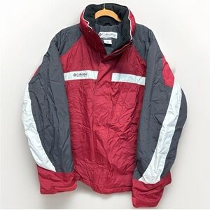 Vintage Columbia Men's Waterproof & Lined Jacket Maroon, Black, & White #5621